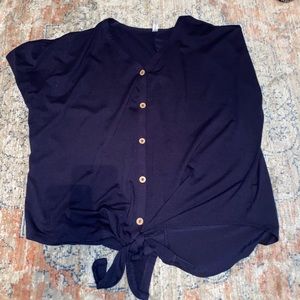 Navy Top with Knot